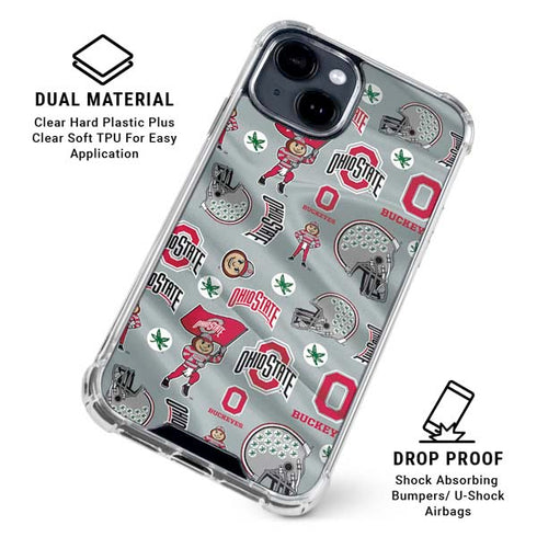 Ohio State University Pattern iPhone 15 Clear Case
